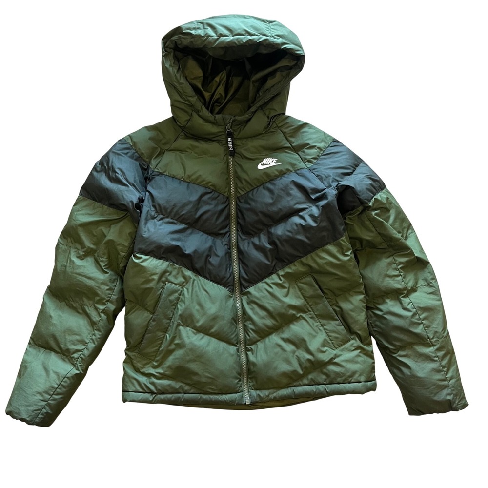 Nike Sportswear Windrunner Puffer Jacket Olive Green Black XL Youth